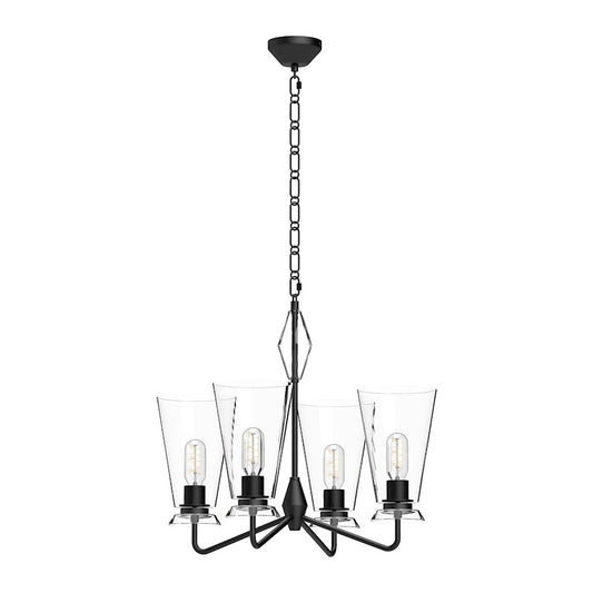 Alora Mood Salem 4 Light 23" Chandelier, Clear/Matte Black/Clear - CH570423MBCL