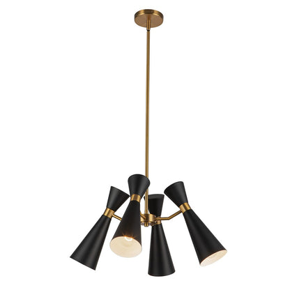 Kuzco Blake 24" Socket Chandelier, Black/Aged Gold/Steel Shade