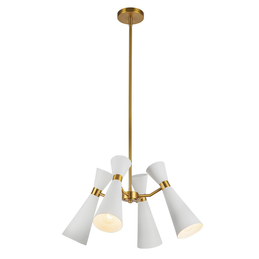 Kuzco Blake 24" Socket Chandelier, White/Aged Gold/Steel Shade