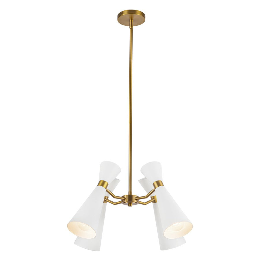 Kuzco Blake 24" Socket Chandelier, White/Aged Gold/Steel Shade