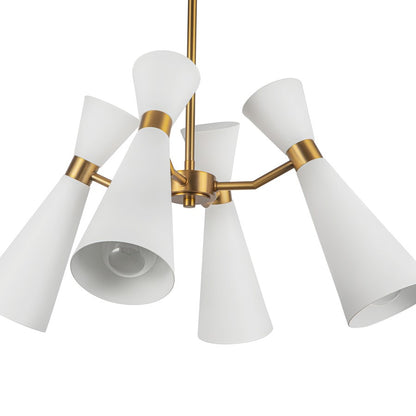 Kuzco Blake 24" Socket Chandelier, White/Aged Gold/Steel Shade