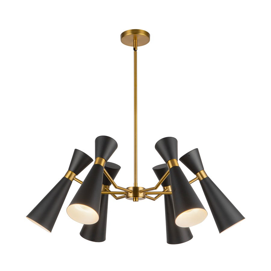 Kuzco Blake 32" Socket Chandelier, Black/Aged Gold/Steel Shade - CH574632MBAG