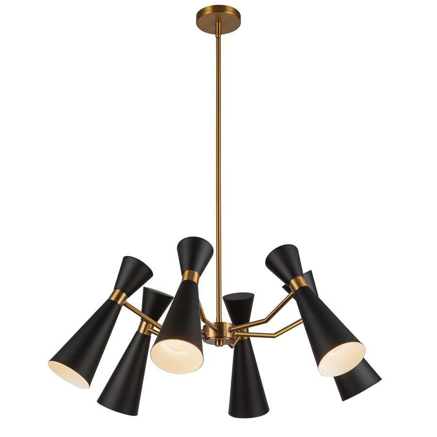 Kuzco Blake 32" Socket Chandelier, Black/Aged Gold/Steel Shade