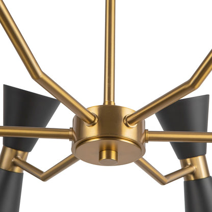 Kuzco Blake 32" Socket Chandelier, Black/Aged Gold/Steel Shade