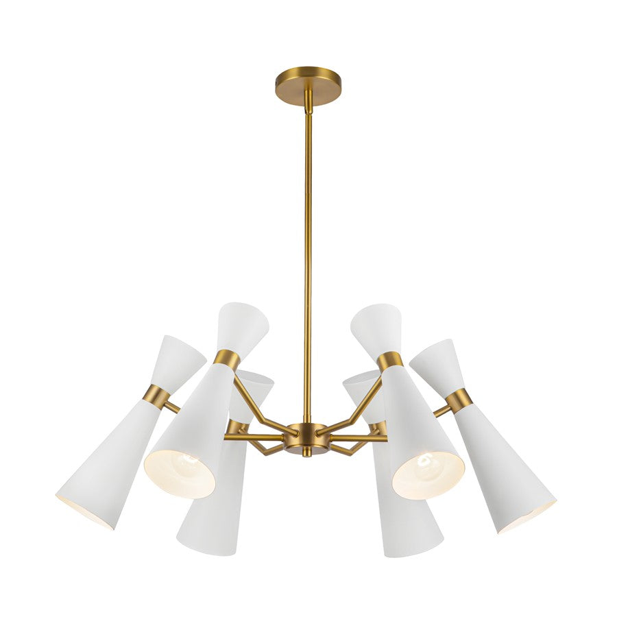 Kuzco Blake 32" Socket Chandelier, White/Aged Gold/Steel Shade - CH574632WHAG