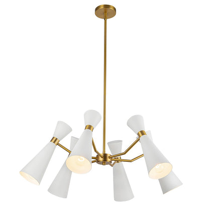 Kuzco Blake 32" Socket Chandelier, White/Aged Gold/Steel Shade