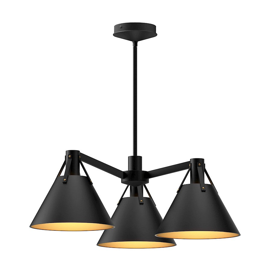 Alora Mood Archer 3 Light 25" Chandelier, Matte Black - CH584525MB