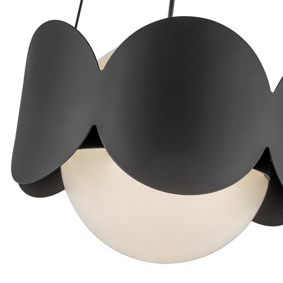 Kuzco Ciel 10" Socket Chandelier, Black/Opal Glass/Steel Shade