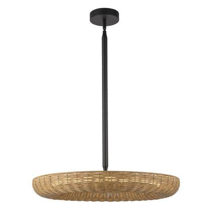 Kuzco Maris 24" LED Chandelier, Matte Black/Rattan Shade