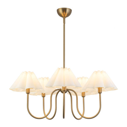 Kuzco Rosemary 31" LED Chandelier, Gold/White Folded Linen