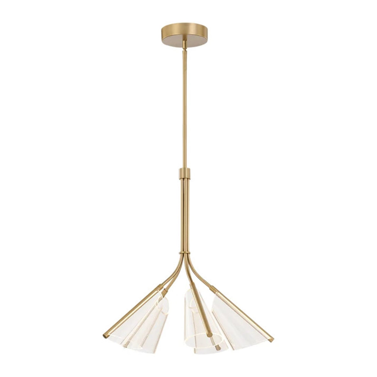 Kuzco Mulberry 27in 6-Light LED Chandelier | Modern Brushed Gold and Clear Etched Acrylic | Dining Room & Living Room | Model CH62628-BG-LG