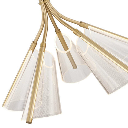 Kuzco Mulberry 27in 6-Light LED Chandelier | Modern Brushed Gold and Clear Etched Acrylic | Dining Room & Living Room | Model CH62628-BG-LG