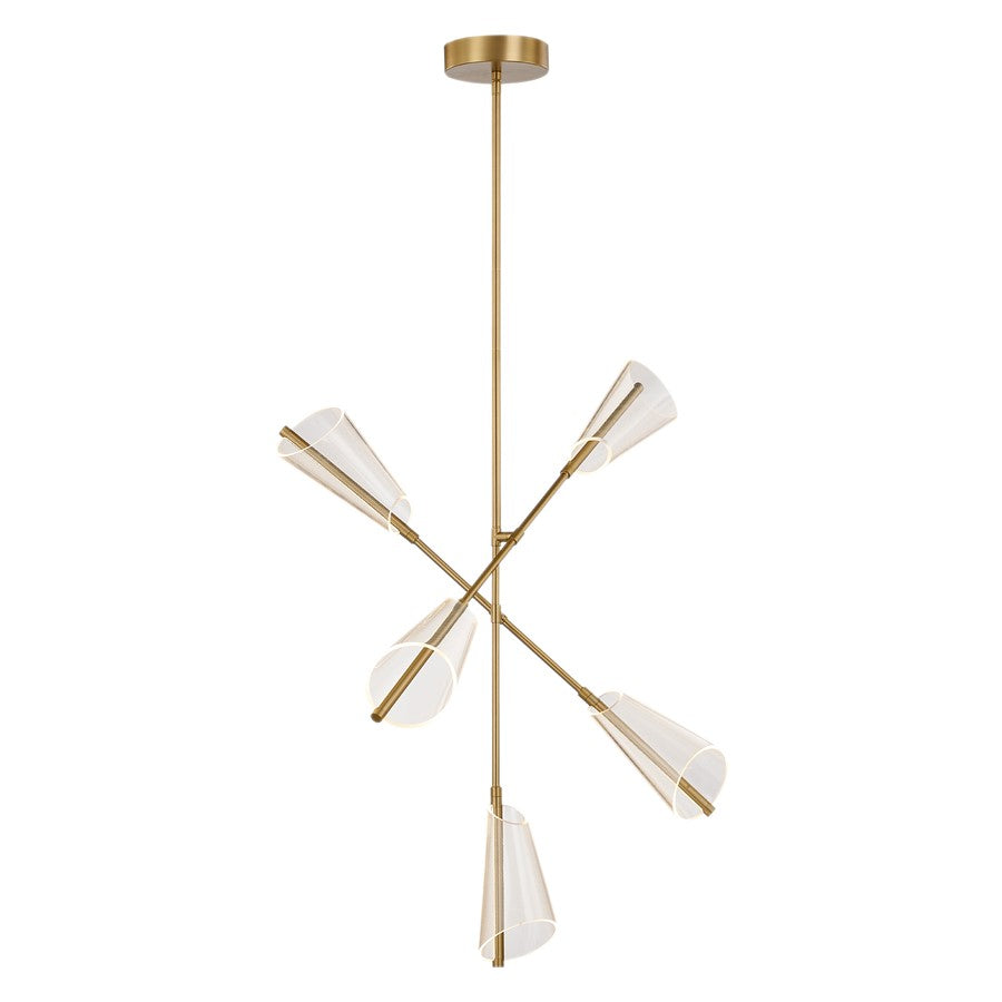 Kuzco Mulberry 37" LED Chandelier, Brushed Gold/Light Guide - CH62737-BG-LG-UNV