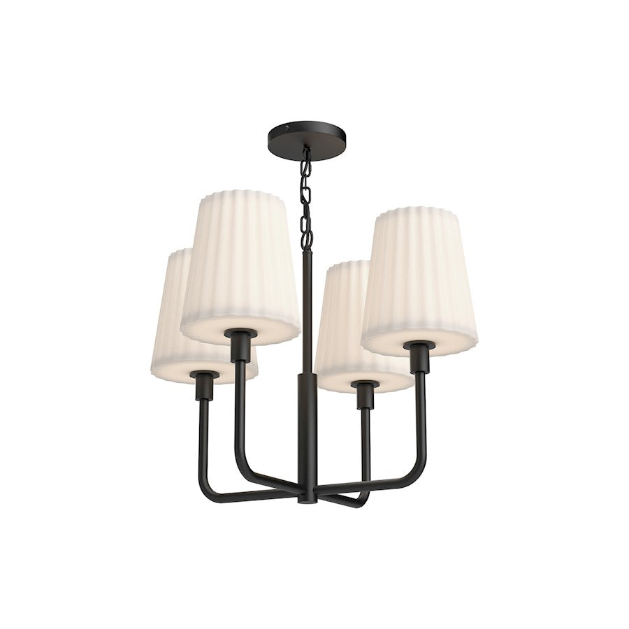 Alora Mood Plisse 4 Light 23" Chandelier, Black/Opal Matte/Opal - CH628423MBOP