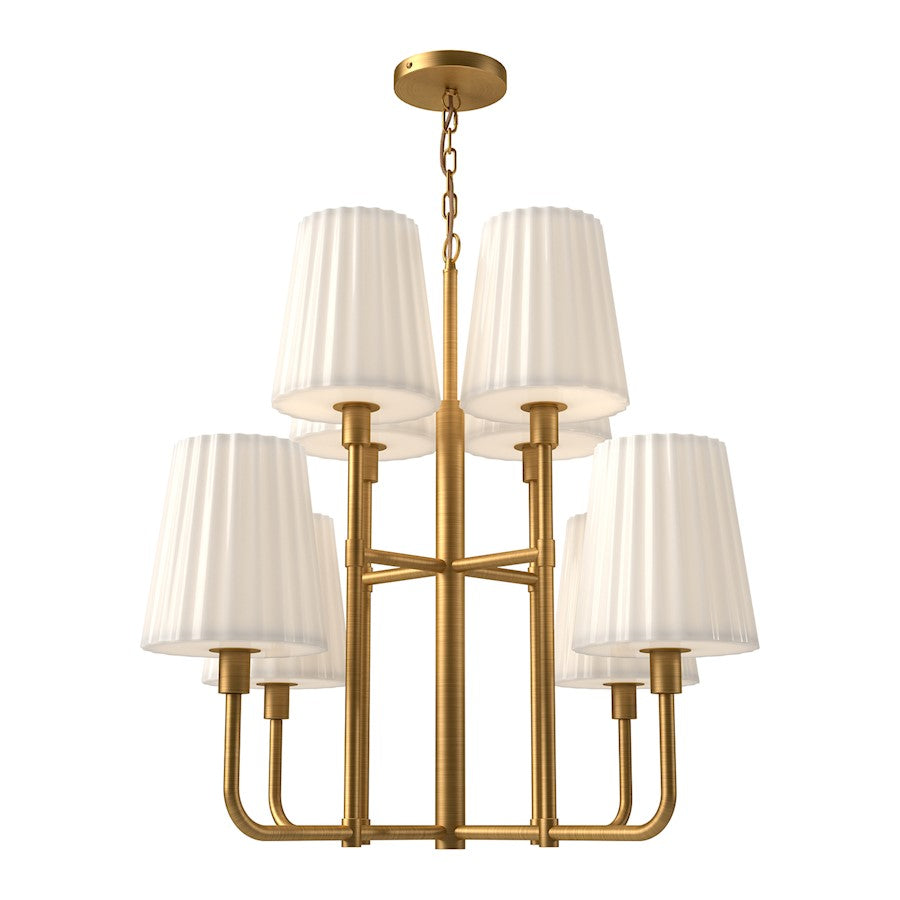 Alora Mood Plisse 8 Light 30" Chandelier, Gold/Opal Matte/Opal - CH628830AGOP