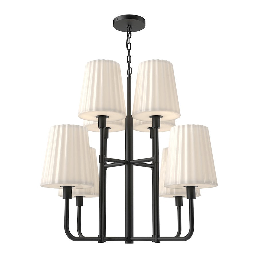 Alora Mood Plisse 8 Light 30" Chandelier, Black/Opal Matte/Opal - CH628830MBOP