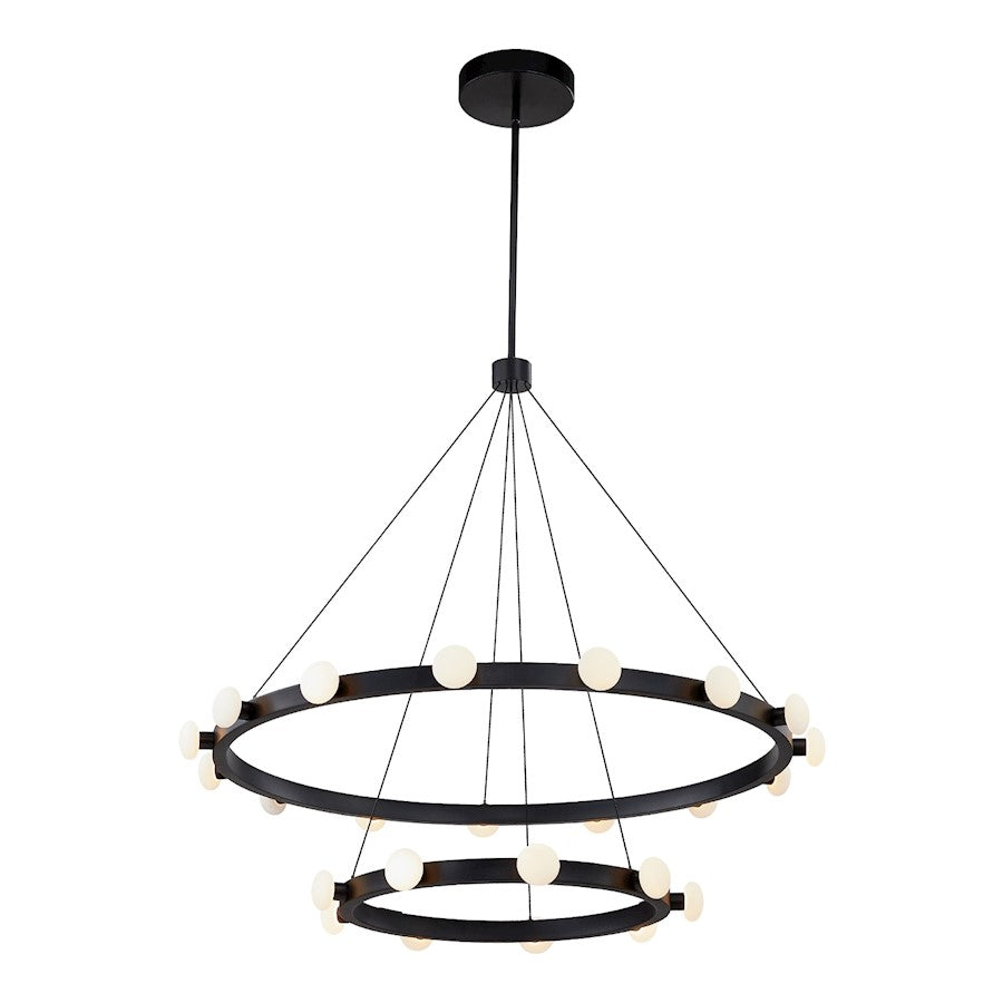 Kuzco Rezz 36" LED Chandelier, Black/Opal/Opal Diffuser - CH63436-BK