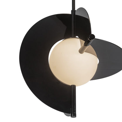 Kuzco Scorpio 27" LED Chandelier, Glossy Black/Opal Glass