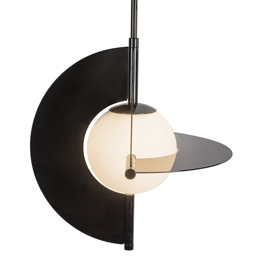Kuzco Scorpio 27" LED Chandelier, Glossy Black/Opal Glass
