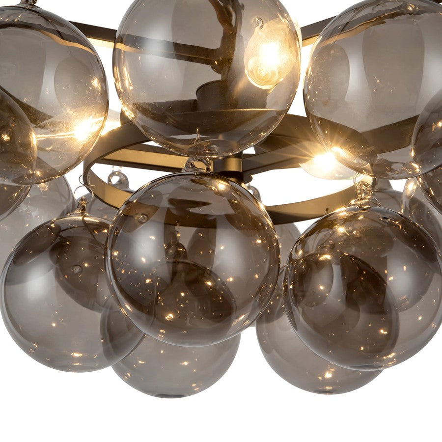 Kuzco Faye 18" Black Chandelier, Matte Black/Smoked Solid Glass