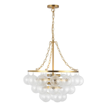 Kuzco Faye 24" Gold Chandelier, Brushed Gold/Clear Ribbed Glass