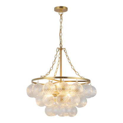 Kuzco Faye 24" Gold Chandelier, Brushed Gold/Clear Ribbed Glass