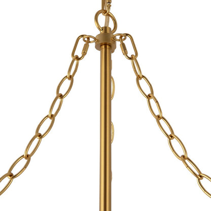 Kuzco Faye 24" Gold Chandelier, Brushed Gold/Clear Ribbed Glass