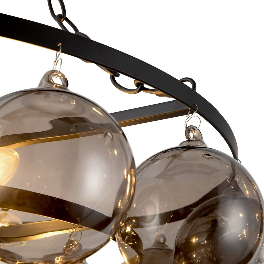 Kuzco Faye 24" Black Chandelier, Matte Black/Smoked Solid Glass