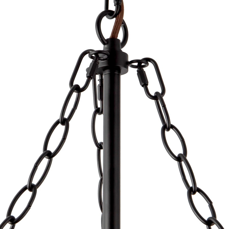 Kuzco Faye 24" Black Chandelier, Matte Black/Smoked Solid Glass