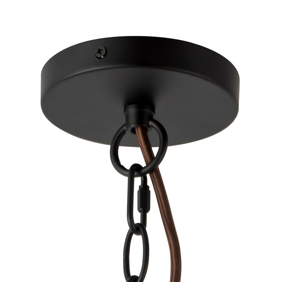 Kuzco Faye 24" Black Chandelier, Matte Black/Smoked Solid Glass