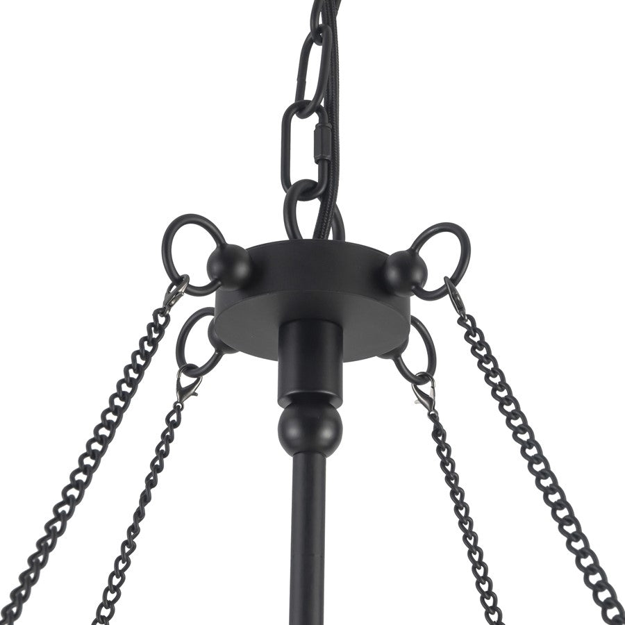 Kuzco Crosby 33" Socket Chandelier, Matte Black/Spandex Shade