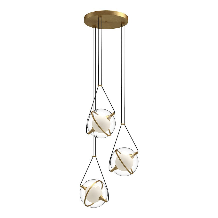 Kuzco Aries 18" LED Chandelier, Gold/Frost Internal/Clear External - CH76718-BG