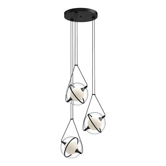 Kuzco Aries 18" LED Chandelier, Black/Frost Internal/Clear External - CH76718-BK