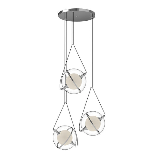 Kuzco Aries 28" LED Chandelier, Chrome/Frost In/Clear Out - CH76728-CH