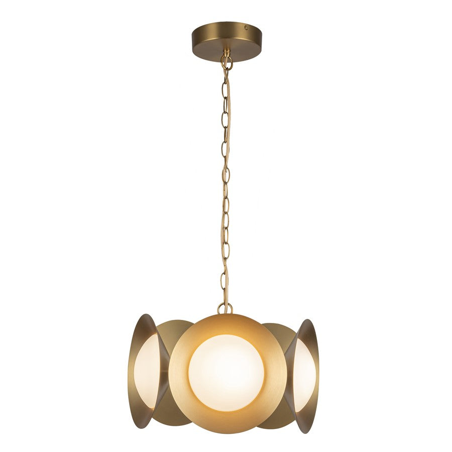 Kuzco Cleo 16" LED Chandelier, Gold/Opal Glass/Steel Shade