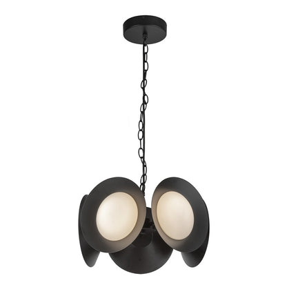Kuzco Cleo 16" LED Chandelier, Black/Opal Glass/Steel Shade - CH77916-BK-OP-UNV