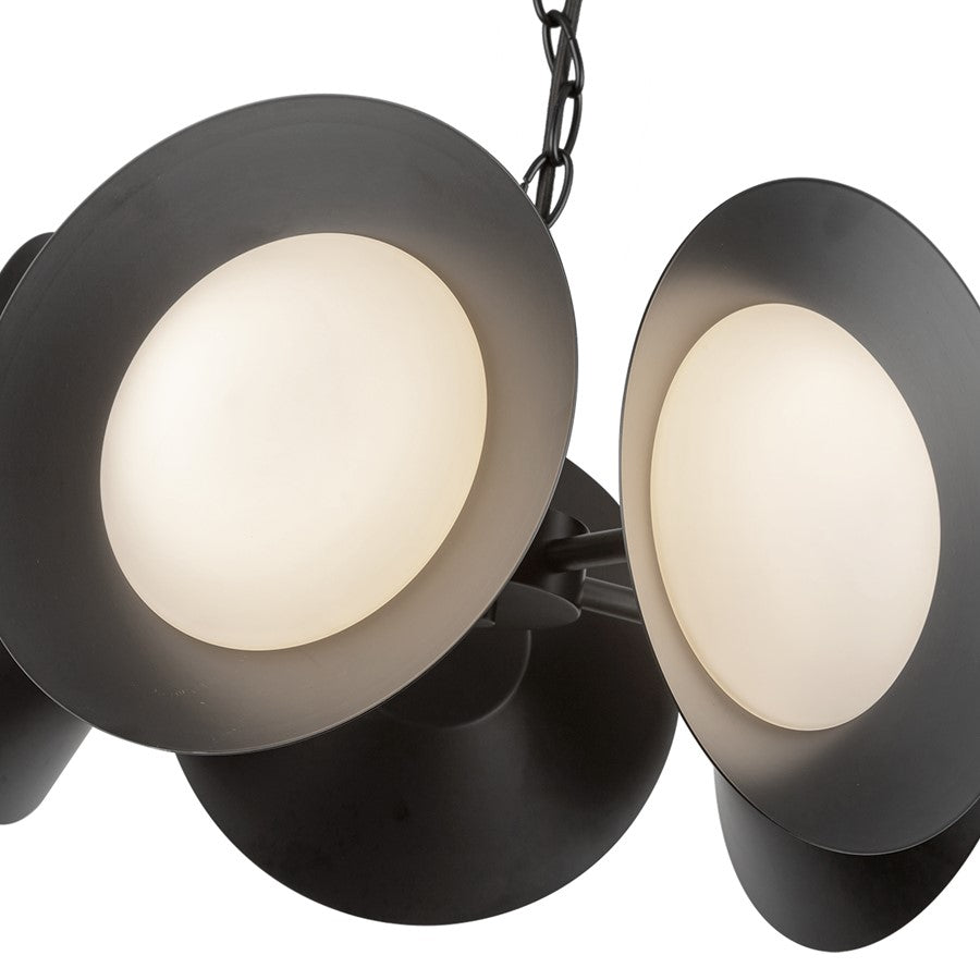 Kuzco Cleo 16" LED Chandelier, Black/Opal Glass/Steel Shade
