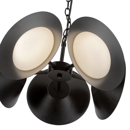 Kuzco Cleo 16" LED Chandelier, Black/Opal Glass/Steel Shade