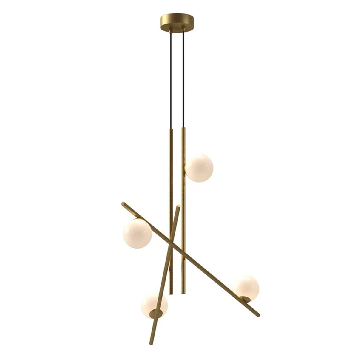 Kuzco Amara 32in LED Chandelier | Modern Brushed Gold Steel and Glossy Opal Glass | Dining Room & Living Room | Model CH89832-BG-GO