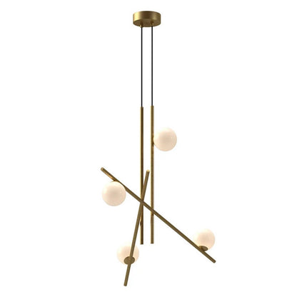 Kuzco Amara 32in LED Chandelier | Modern Brushed Gold Steel and Glossy Opal Glass | Dining Room & Living Room | Model CH89832-BG-GO