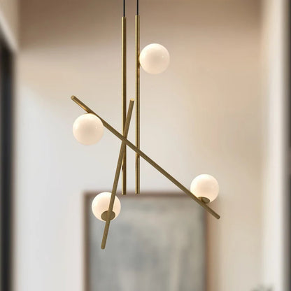 Kuzco Amara 32in LED Chandelier | Modern Brushed Gold Steel and Glossy Opal Glass | Dining Room & Living Room | Model CH89832-BG-GO
