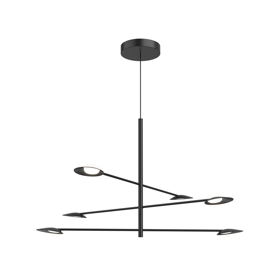 Kuzco Rotaire 36" LED Chandelier, Black/Cast Aluminum Shade - CH90136-BK-UNV
