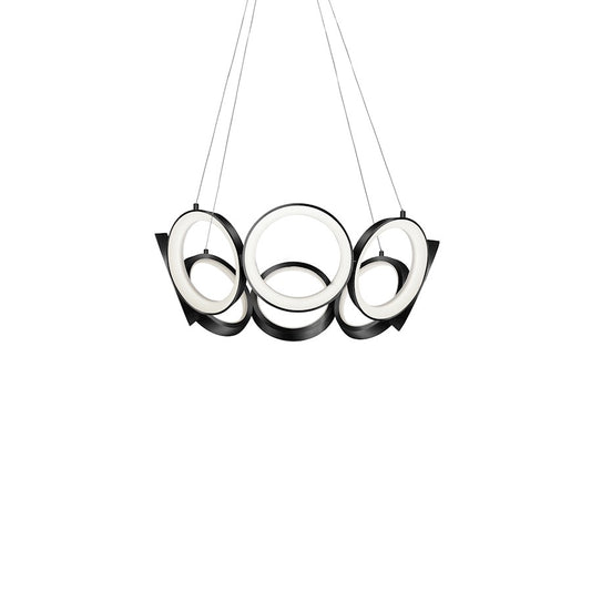 Kuzco Oros 24" LED Chandelier, Black/White Acrylic Diffuser - CH94824-BK