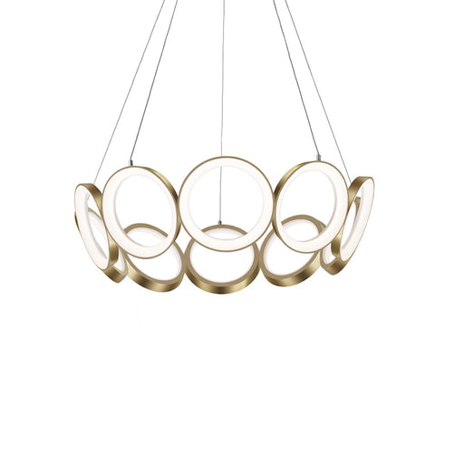 Kuzco Oros 29" LED Chandelier, Antique Brass/White Acrylic Diffuser - CH94829-AN