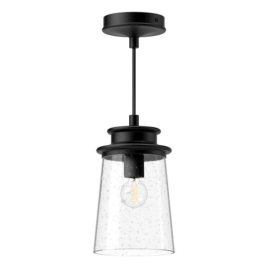 Alora Mood Quincy 1 Light 6" Pendant, Clear Bubble/Black - EP533006BKCB