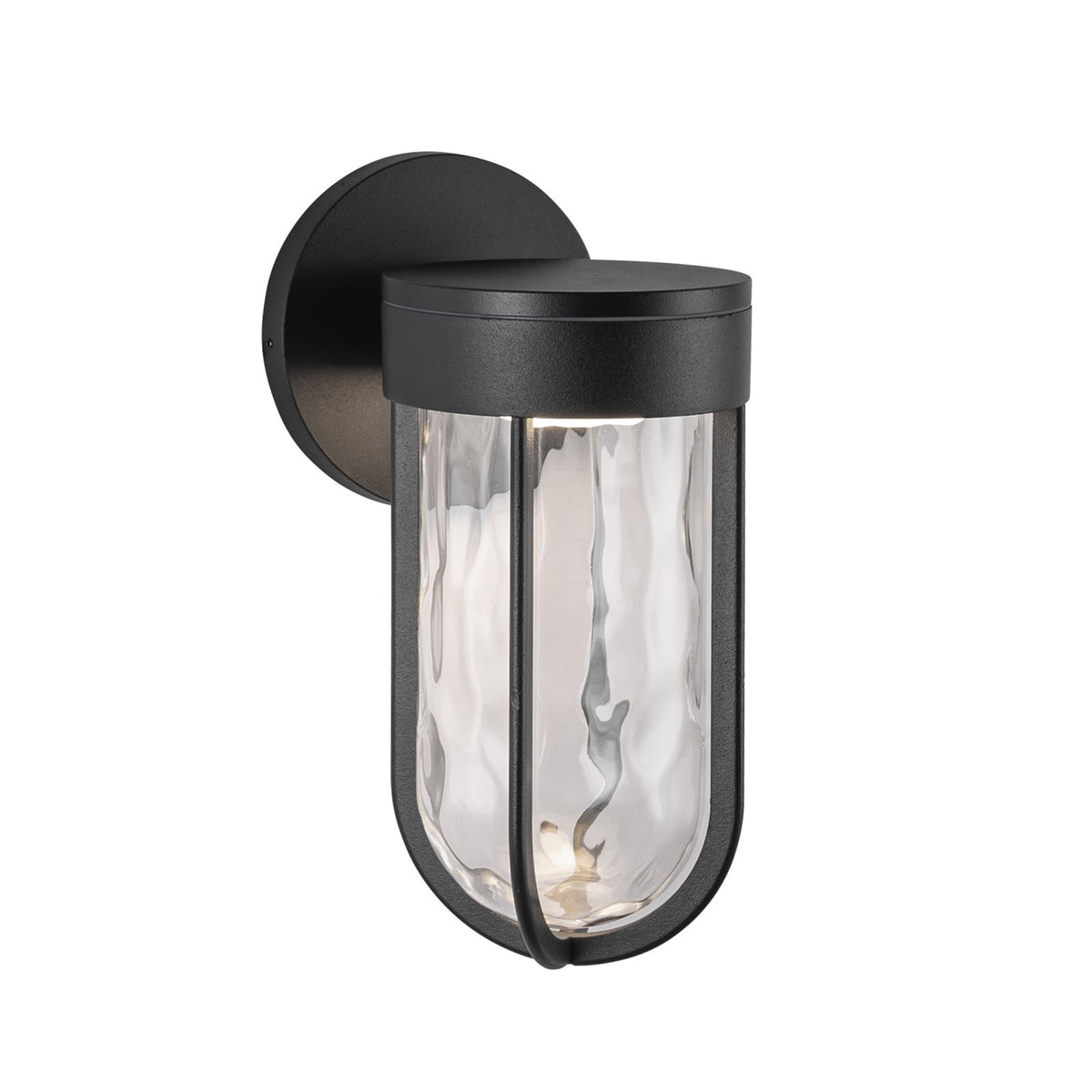 Kuzco Davy 11in 1-Light Exterior Wall Sconce | Modern Black Aluminum and Clear Water Glass | Outdoor Entryway & Covered Porch | Model EW17627-BK