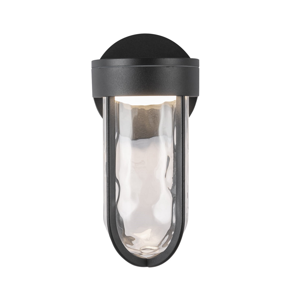 Kuzco Davy 11in 1-Light Exterior Wall Sconce | Modern Black Aluminum and Clear Water Glass | Outdoor Entryway & Covered Porch | Model EW17627-BK