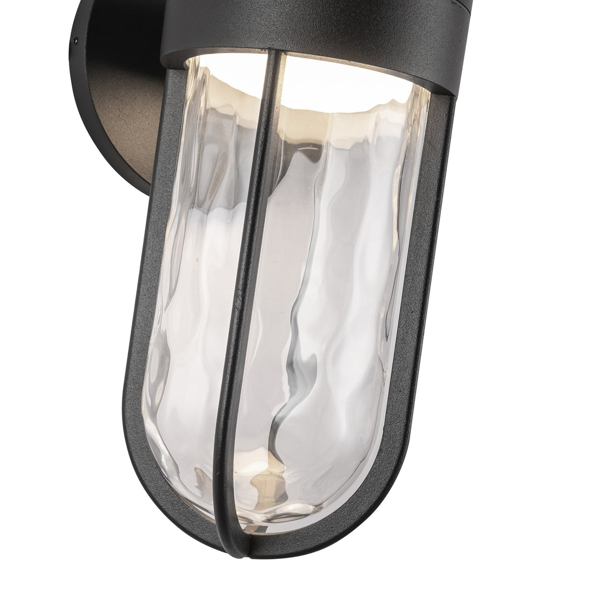 Kuzco Davy 11in 1-Light Exterior Wall Sconce | Modern Black Aluminum and Clear Water Glass | Outdoor Entryway & Covered Porch | Model EW17627-BK