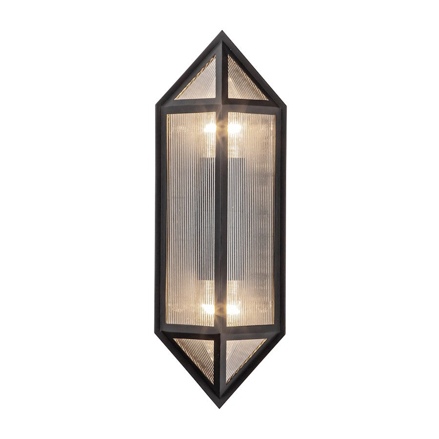 Alora Cairo 2 Light 5" Exterior Wall Sconce, Black/Clear Ribbed - EW332705BKCR