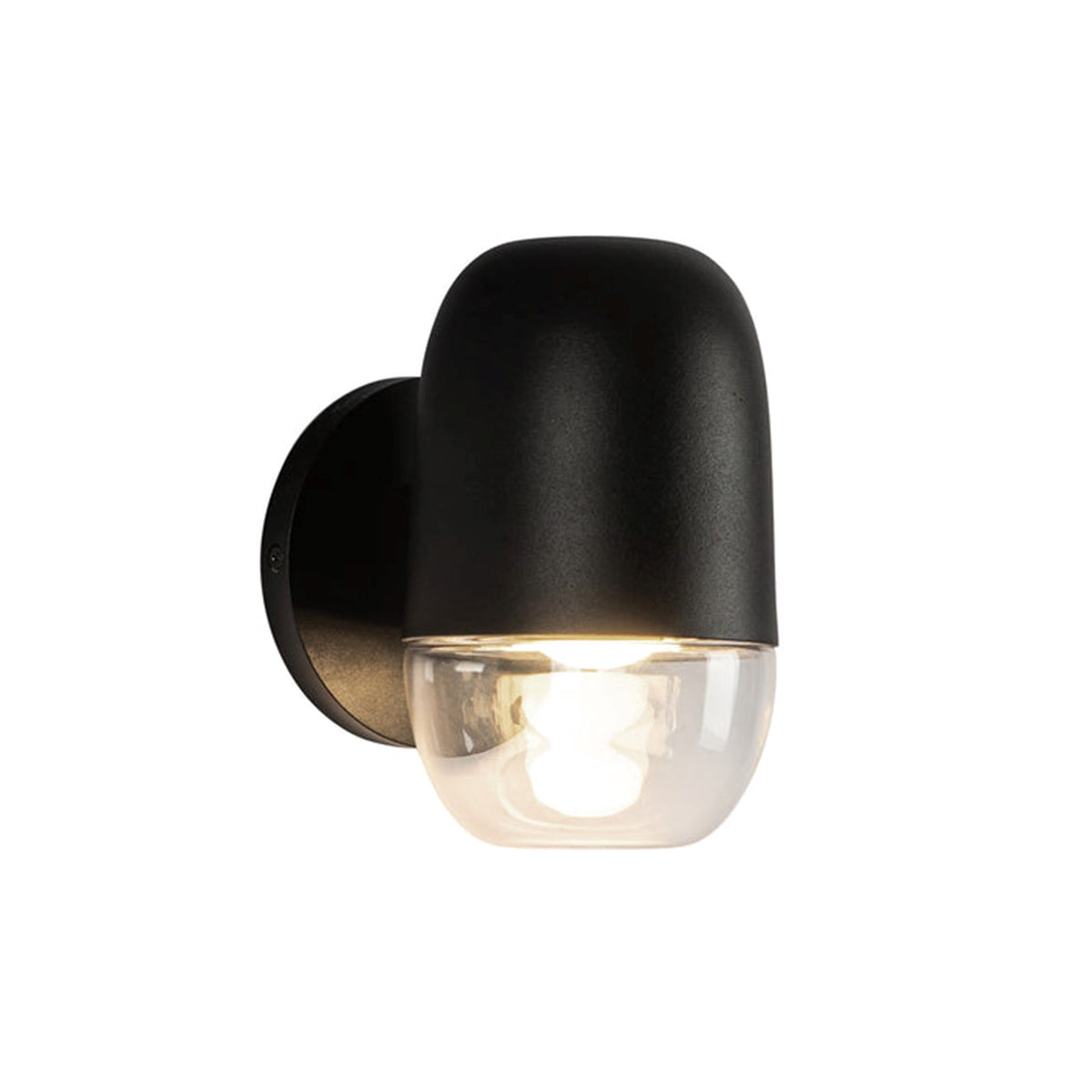 Kuzco Yara 4in LED Exterior Wall Sconce | Black Aluminum and Clear Glass | Covered Patio & Entryway | 4.62 x 4.62 x 7.38 in | Model EW38504-BK-CL